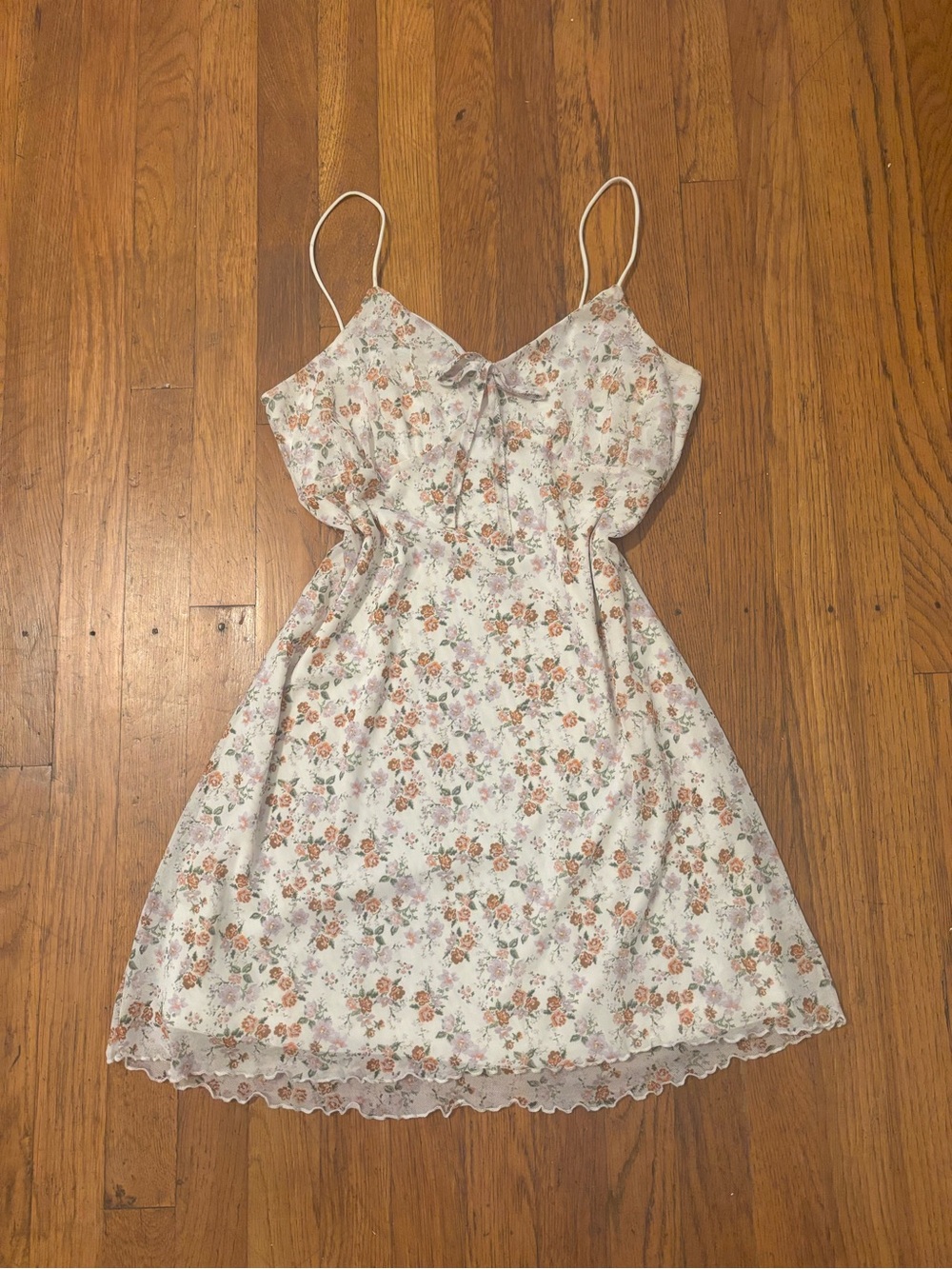 Floral/White Mini Summer Dress - Size Large